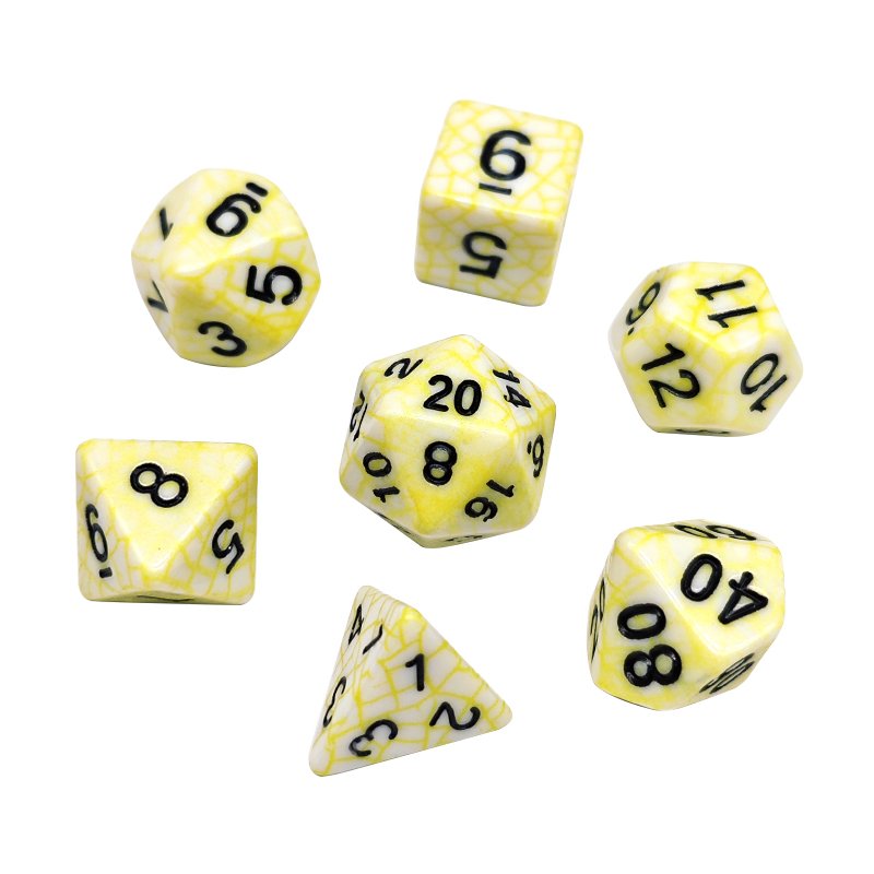 Polyhedral DnD Web dice Set Yellow Color Dice 7pcs Set for DND Dice