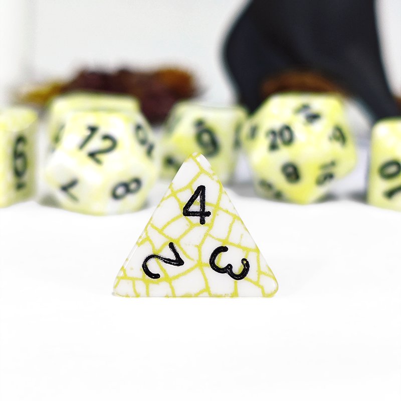 Polyhedral DnD Web dice Set Yellow Color Dice 7pcs Set for DND Dice