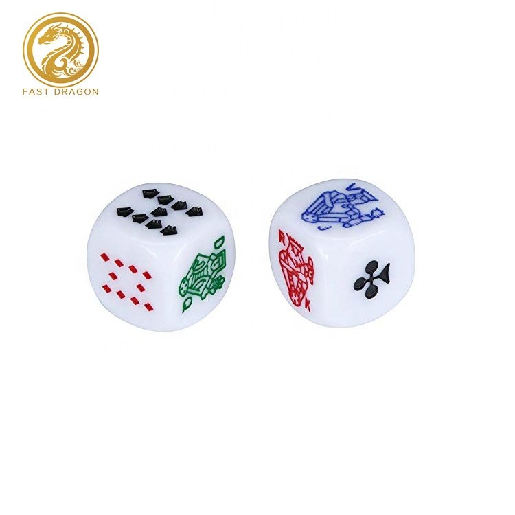 Set of 5 Poker Dice with Professional Bicast Leather Dice Cup with Red Felt, Great for Travel