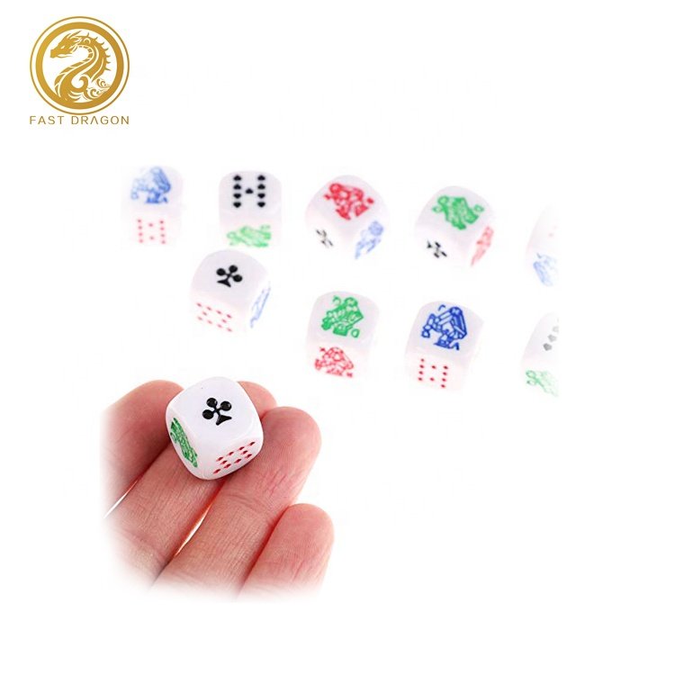 Set of 5 Poker Dice with Professional Bicast Leather Dice Cup with Red Felt, Great for Travel