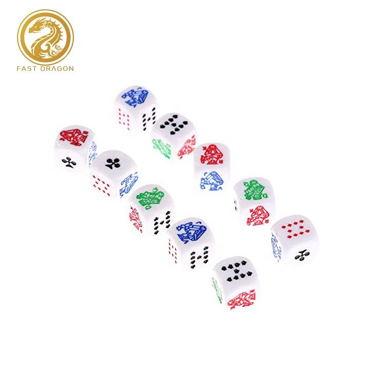 Set of 5 Poker Dice with Professional Bicast Leather Dice Cup with Red Felt, Great for Travel