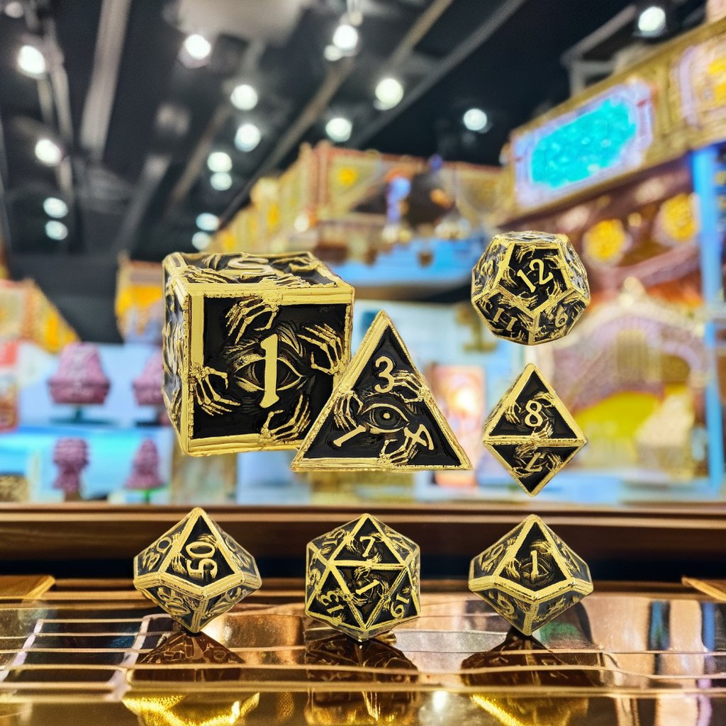 Mini Planet Wholesale RPG Board Games Handmade polyhedral Copper Metal dice set 7pcs Dice Set Custom Logo for DND MTG Players