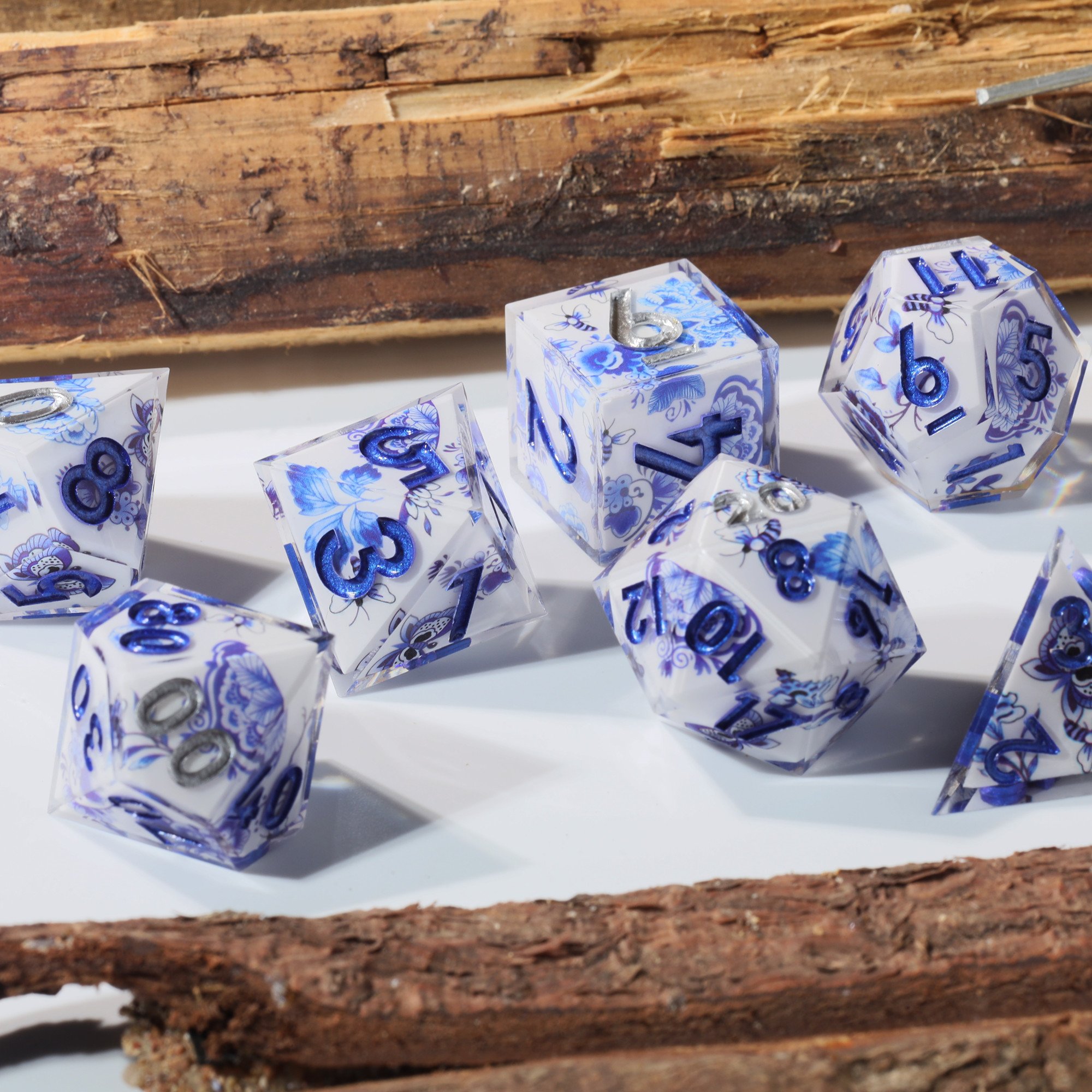 MINI PLANET Dnd Dice Set Wholesale Custom Resin Dice with Sharp Edges For RPG Handmade Layered stickers Polyhedral Dice DND Game