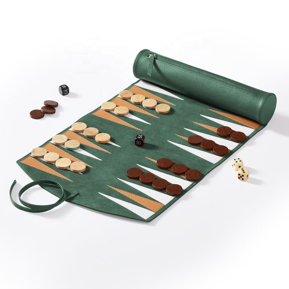 2024 Hot Sell Rolling Trays Leather rolling set Dice Case PU Leather Serving Custom Wedding Gift customized logo backgammon