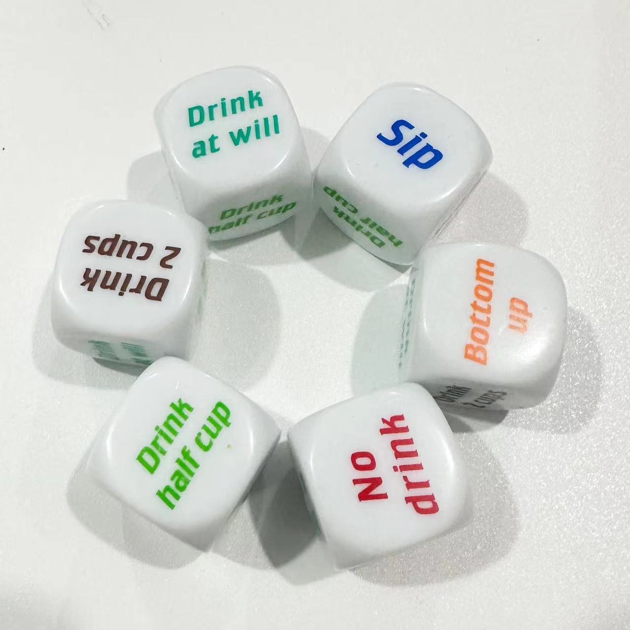25mm D6 Dice Acrylic English Fun Game Dice Couple Printed Dice Color Wholesale