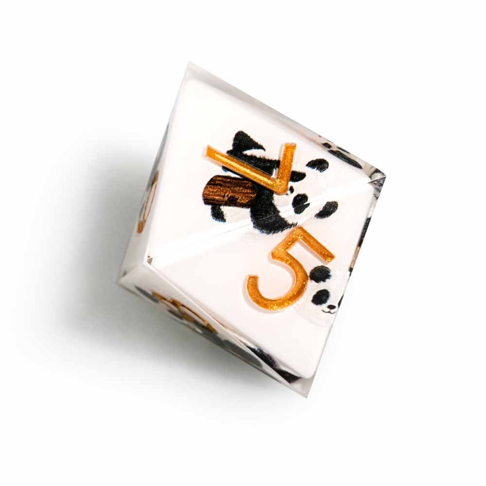 7Pcs Cow Panda Dice Resin Polyhedral Dice For DND Role Games Playing Collection Set