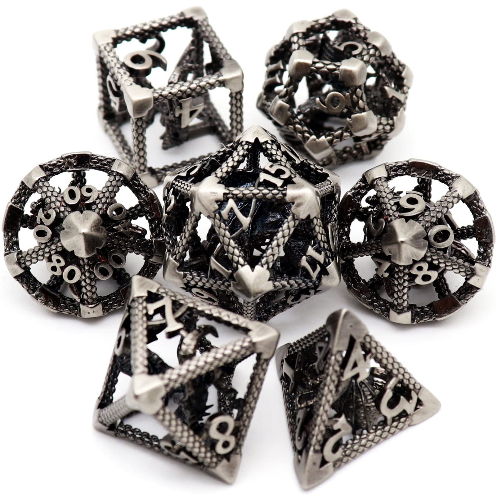 New 3D flying dragon series hollow dice set dragon and dungeon DND metal dice exquisite cheap popular style dice