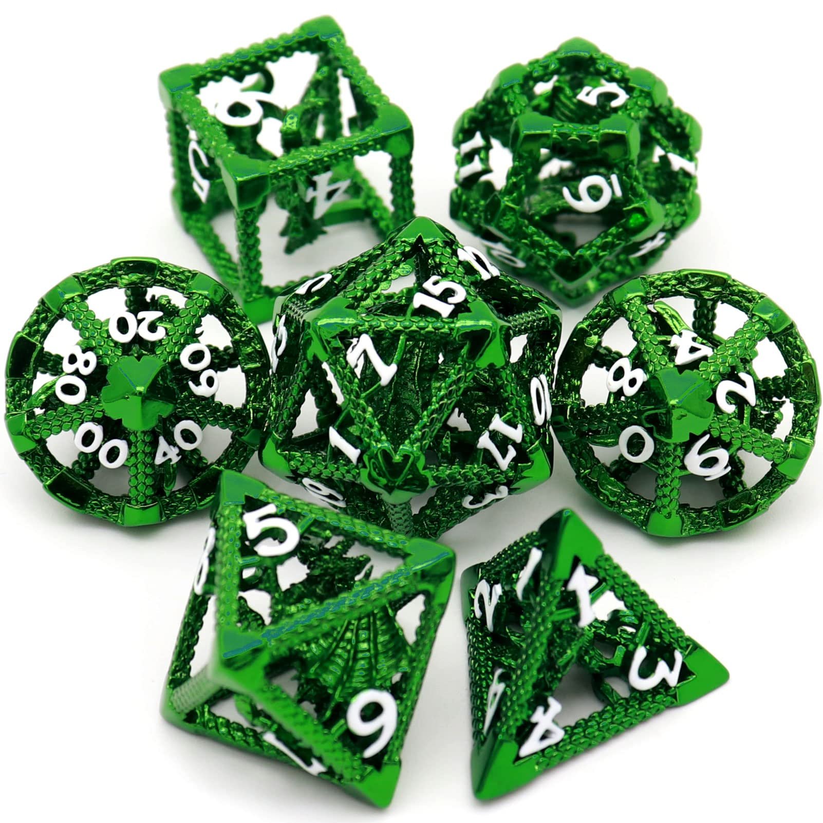 New 3D flying dragon series hollow dice set dragon and dungeon DND metal dice exquisite cheap popular style dice