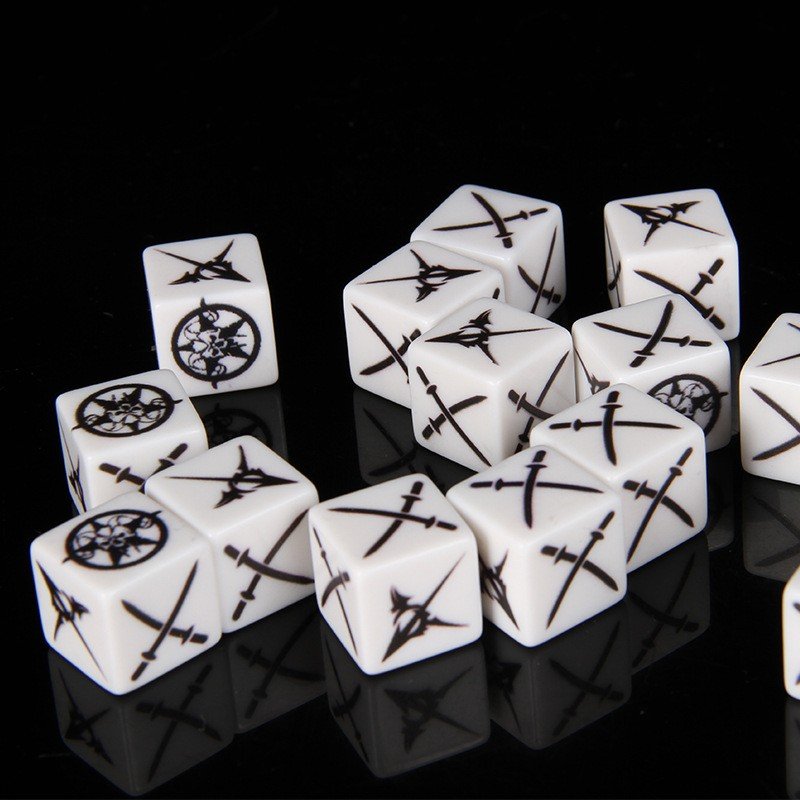 Hot Selling Enamel Square Board Game Dice Fabric Casino 16mm D6 Dice With Some Knife Fork Motifs Adult Dice Games