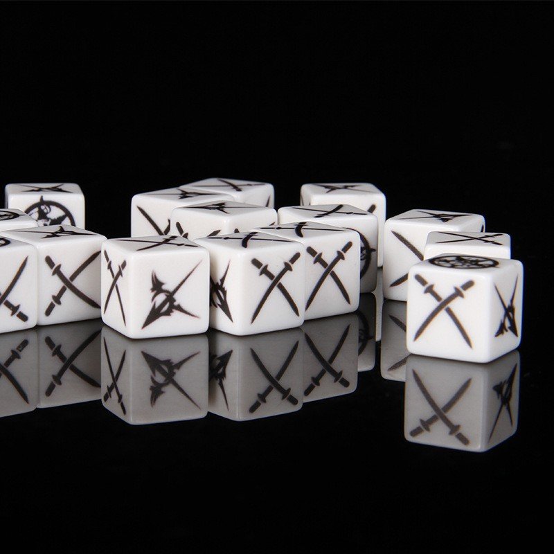 Hot Selling Enamel Square Board Game Dice Fabric Casino 16mm D6 Dice With Some Knife Fork Motifs Adult Dice Games