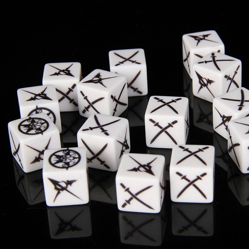Hot Selling Enamel Square Board Game Dice Fabric Casino 16mm D6 Dice With Some Knife Fork Motifs Adult Dice Games