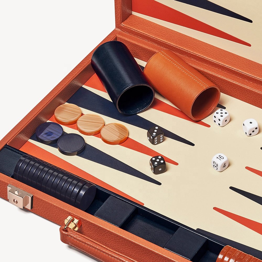 Custom Luxury 15 17 21 inch Solid Wood Backgammon Precision Dice Pieces Cup Table Chess Board Game Large Leather Backgammon Set