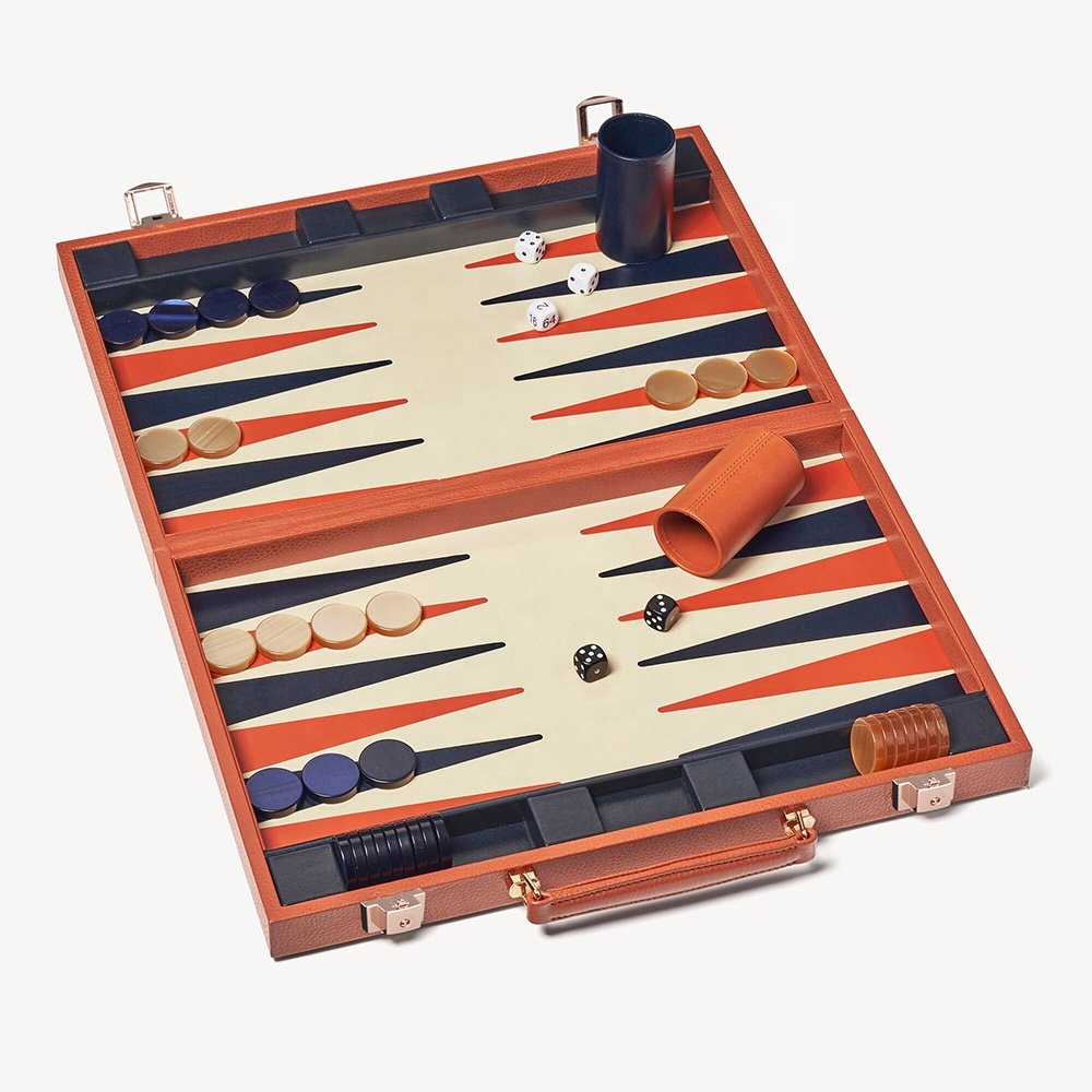 Custom Luxury 15 17 21 inch Solid Wood Backgammon Precision Dice Pieces Cup Table Chess Board Game Large Leather Backgammon Set