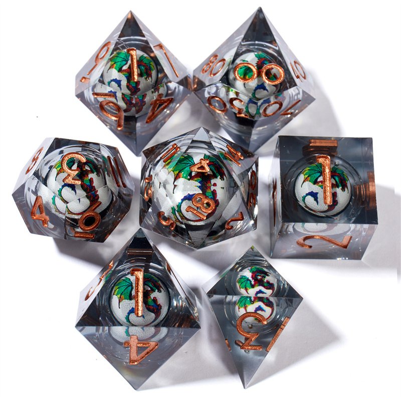 Customized Dnd Dice Handmade Sharp edged Resin Dice D&D D4 D6 D8 D100 D12 D20 Suitable for Dungeons&Dragons