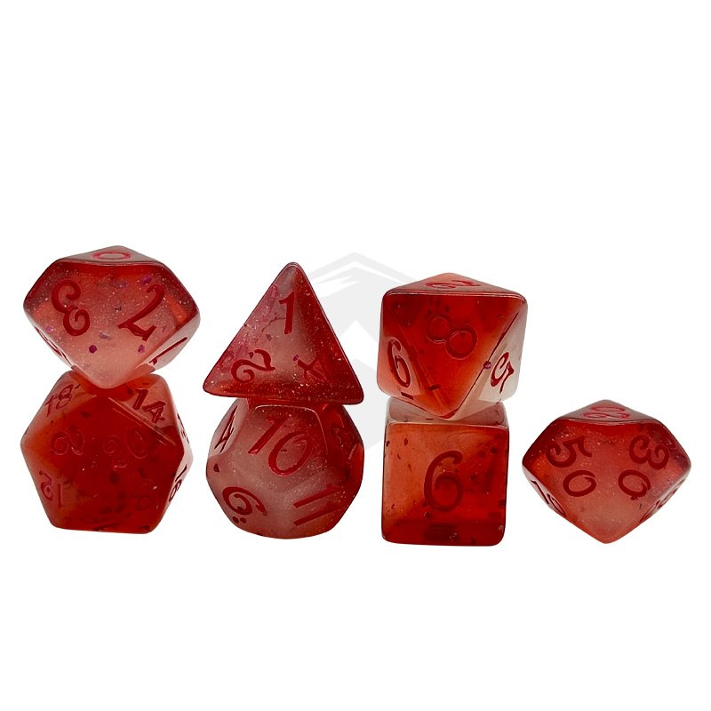 High Quality Red Multi-colored Dnd Rpg Dnd Dice Set Custom Polyhedron Game Dice Board Game 7pcs Acrylic Dice Set