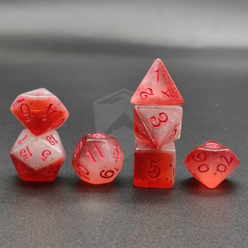 High Quality Red Multi-colored Dnd Rpg Dnd Dice Set Custom Polyhedron Game Dice Board Game 7pcs Acrylic Dice Set