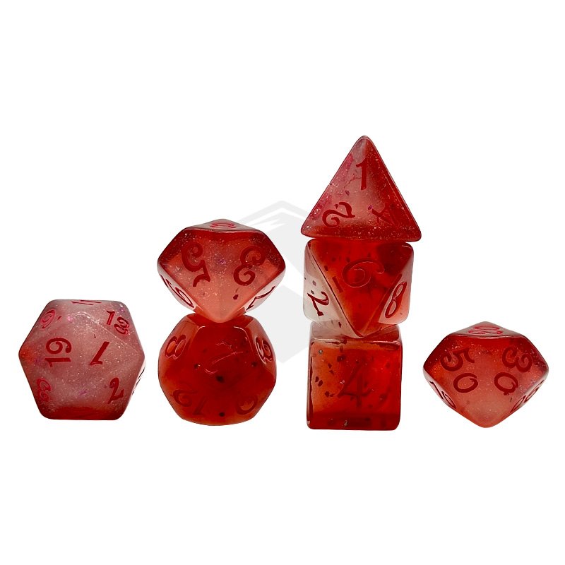 High Quality Red Multi-colored Dnd Rpg Dnd Dice Set Custom Polyhedron Game Dice Board Game 7pcs Acrylic Dice Set