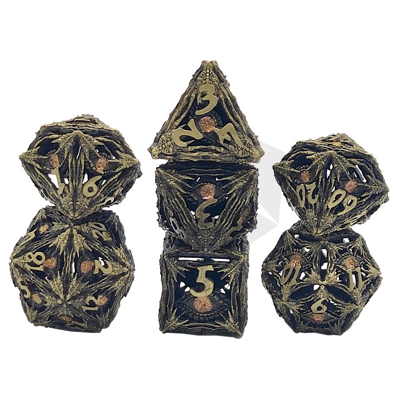New Custom Antique style Cthulhu Metal Dragon eye Dice Set RPG dice sets for board game Dragon and Dungeon D&D Metal Dice