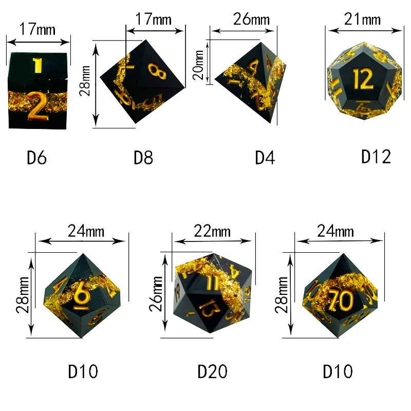 Pointy Resin Dice Set for RPG & Dungeons & Dragons Board Games Sharp Edge DND Dice