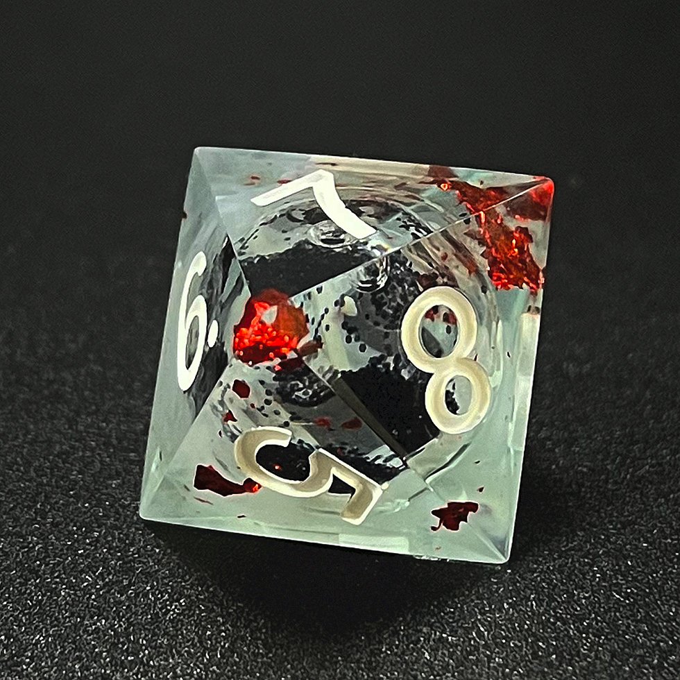 Factory handmade sharp edge liquid core dnd black and white resin dice set for table games