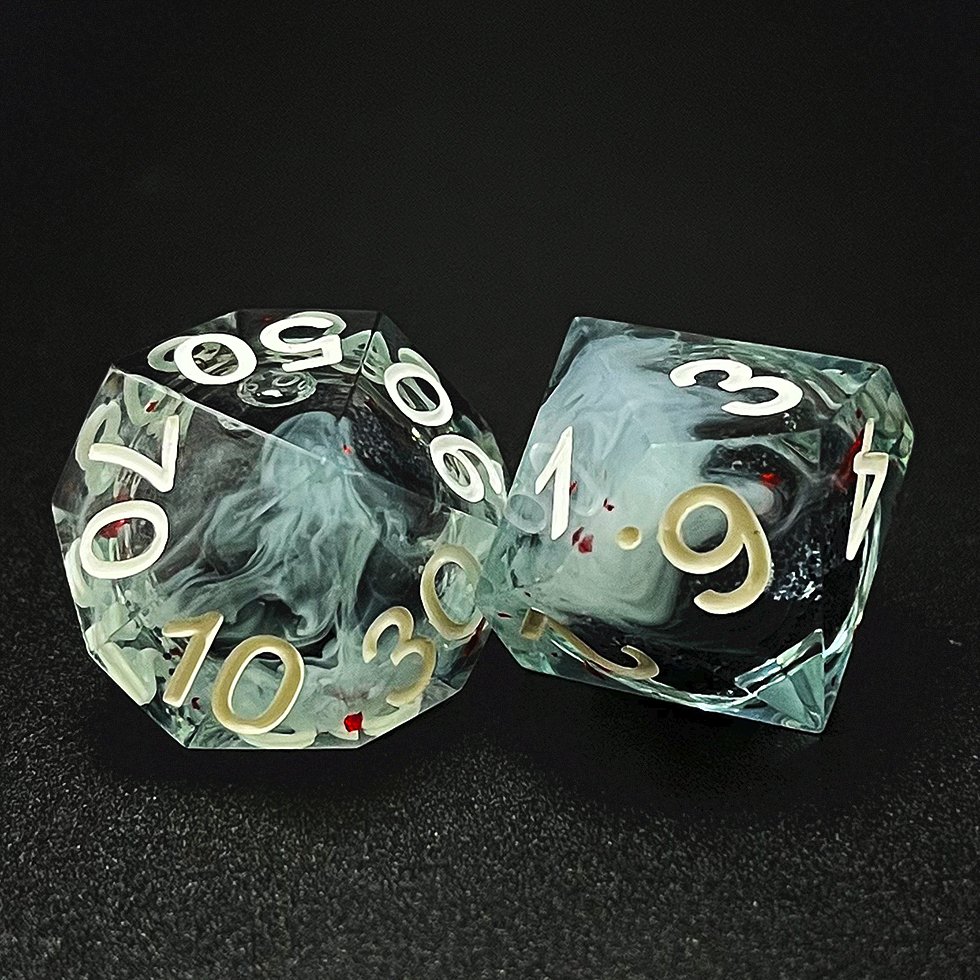 Factory handmade sharp edge liquid core dnd black and white resin dice set for table games