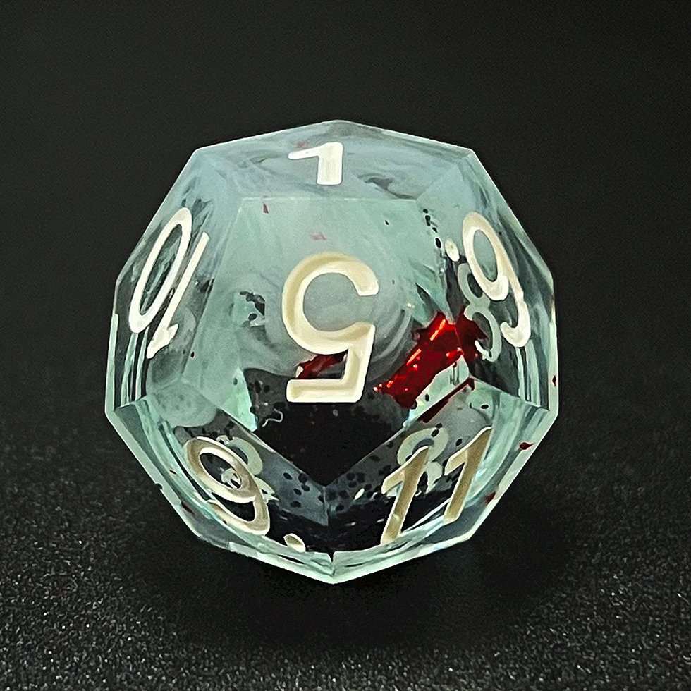 Factory handmade sharp edge liquid core dnd black and white resin dice set for table games