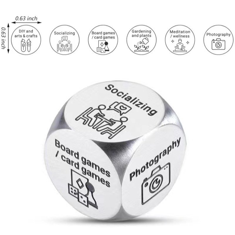 6 Sided Food Decision Dice Decision Maker Valentine's Day Date Night Dice Adult Playing Custom D6 Metal Dice