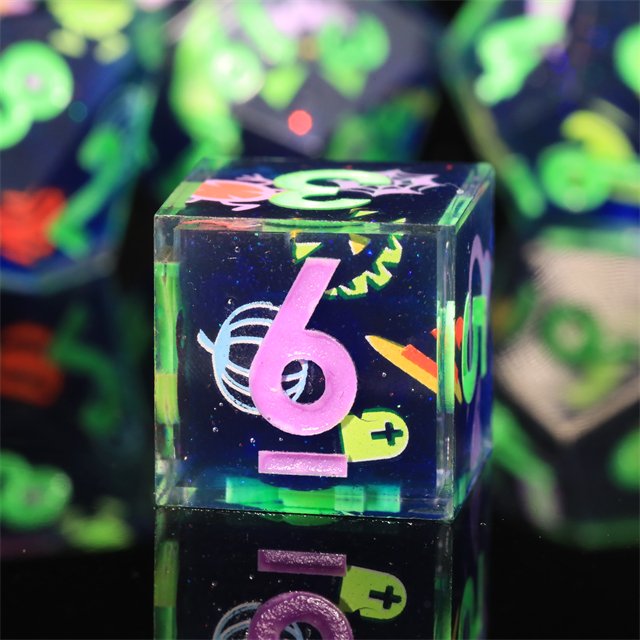MINI PLANET Handmade Halloween Resin Dragon Dungeon DND RPG Dice Set Sharp Edges Polyhedral Board Game Dice Custom Halloween