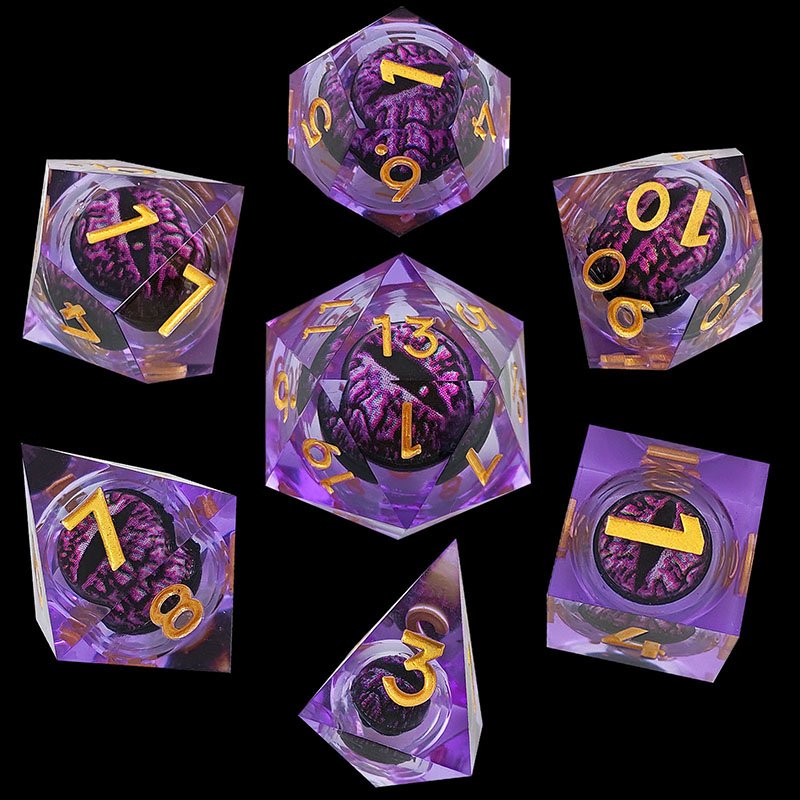 Custom Transparent Resin Liquid Core Dice Set Premium Solid Dnd Multiplayer Fun Game