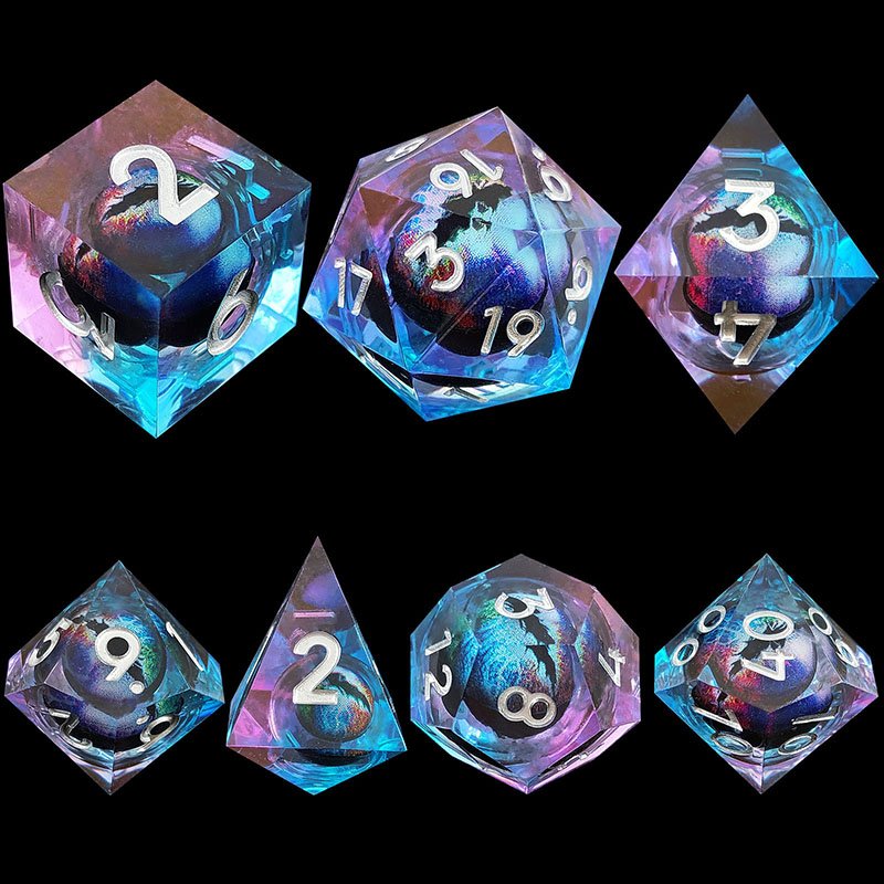 Custom Transparent Resin Liquid Core Dice Set Premium Solid Dnd Multiplayer Fun Game