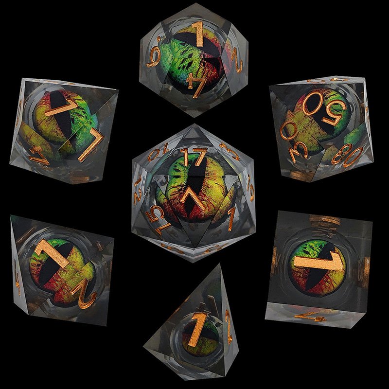 Custom Transparent Resin Liquid Core Dice Set Premium Solid Dnd Multiplayer Fun Game
