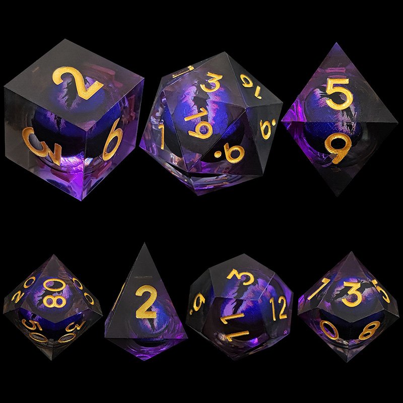 Custom Transparent Resin Liquid Core Dice Set Premium Solid Dnd Multiplayer Fun Game