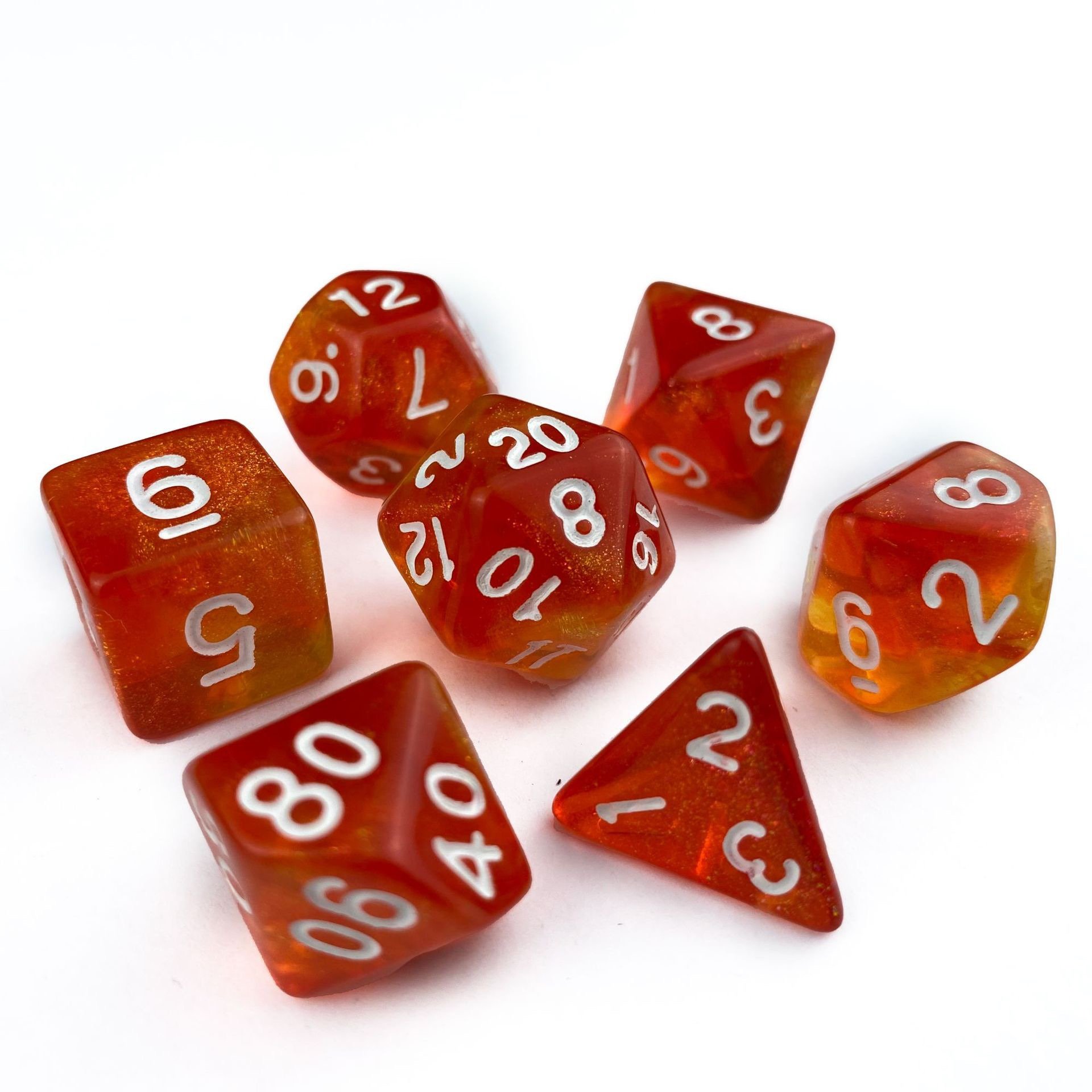 glitter double colors Acrylic role playing board game RPG 7pcs per set dice polyhedral DND d&d wholesale dice plastic dice sets