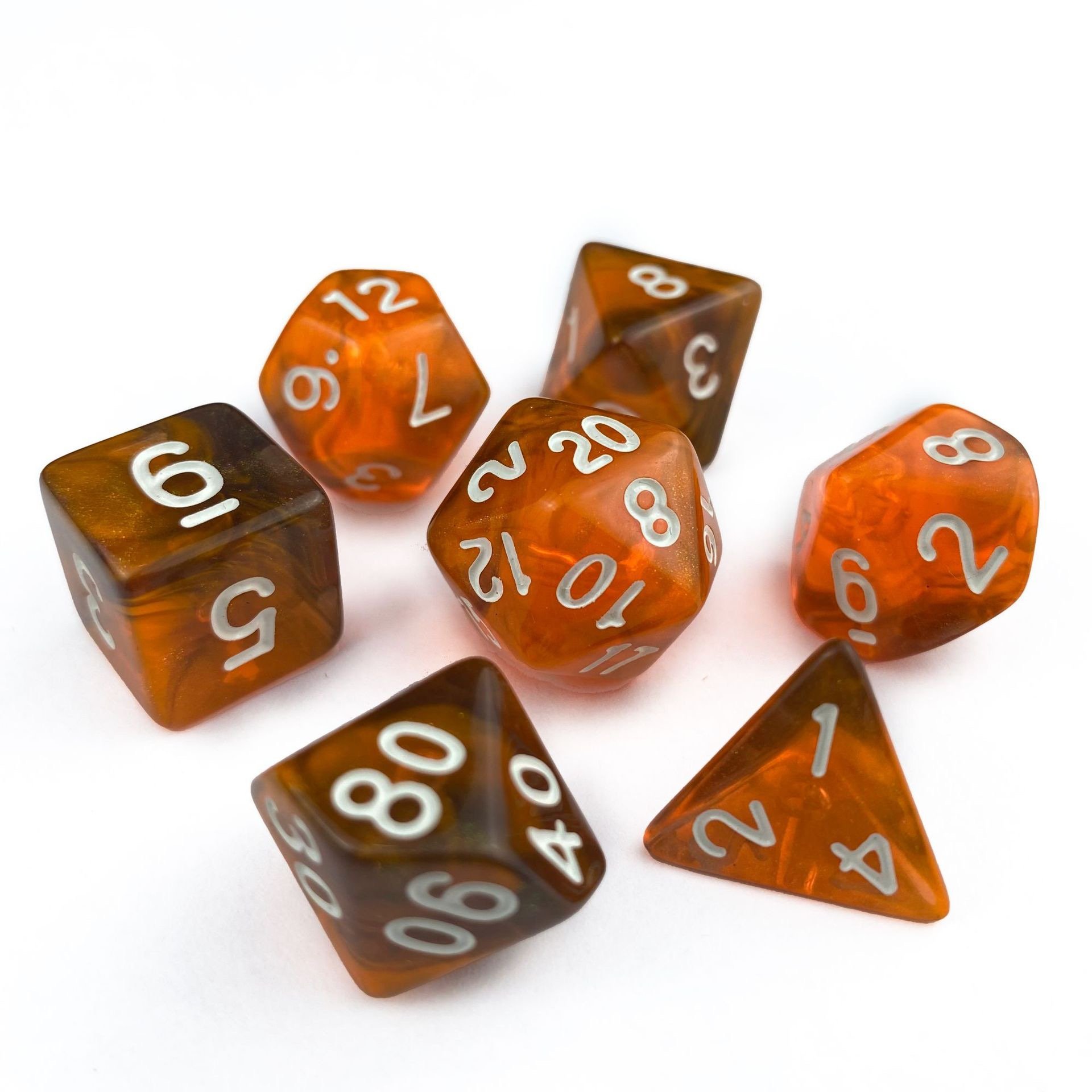 glitter double colors Acrylic role playing board game RPG 7pcs per set dice polyhedral DND d&d wholesale dice plastic dice sets