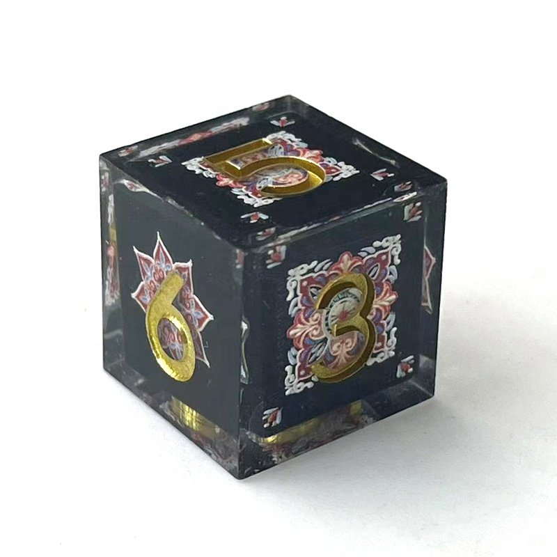 Resin polyhedron RPG dice custom dnd set sharp edge dragon with dungeon board game dice