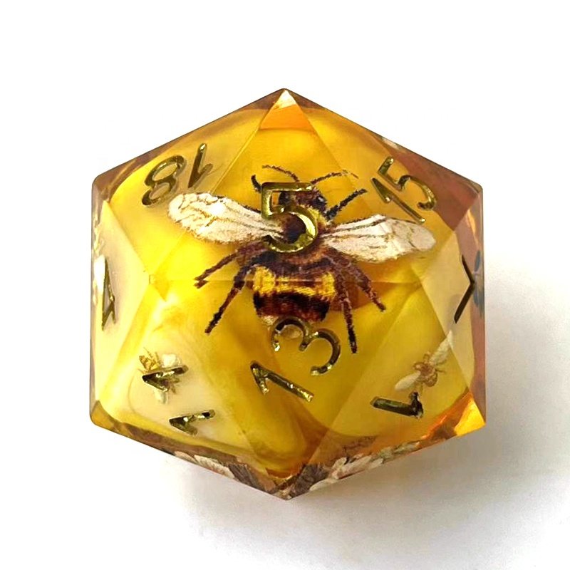Resin polyhedron RPG dice custom dnd set sharp edge dragon with dungeon board game dice