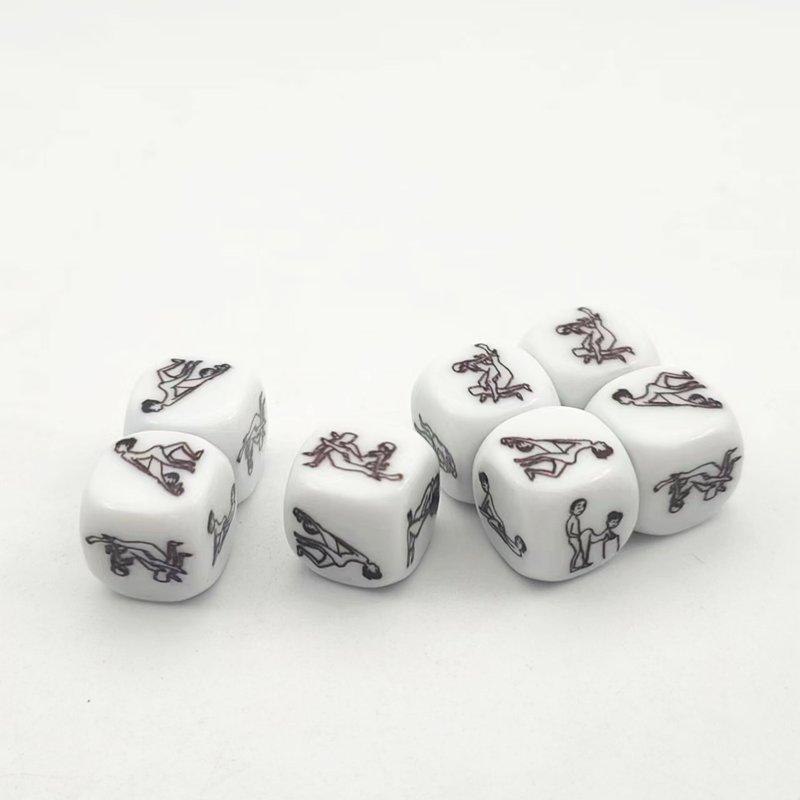 custom personalized white sexy couples date dice round edge acrylic resin dice set polyhedral d6 16mm dice set