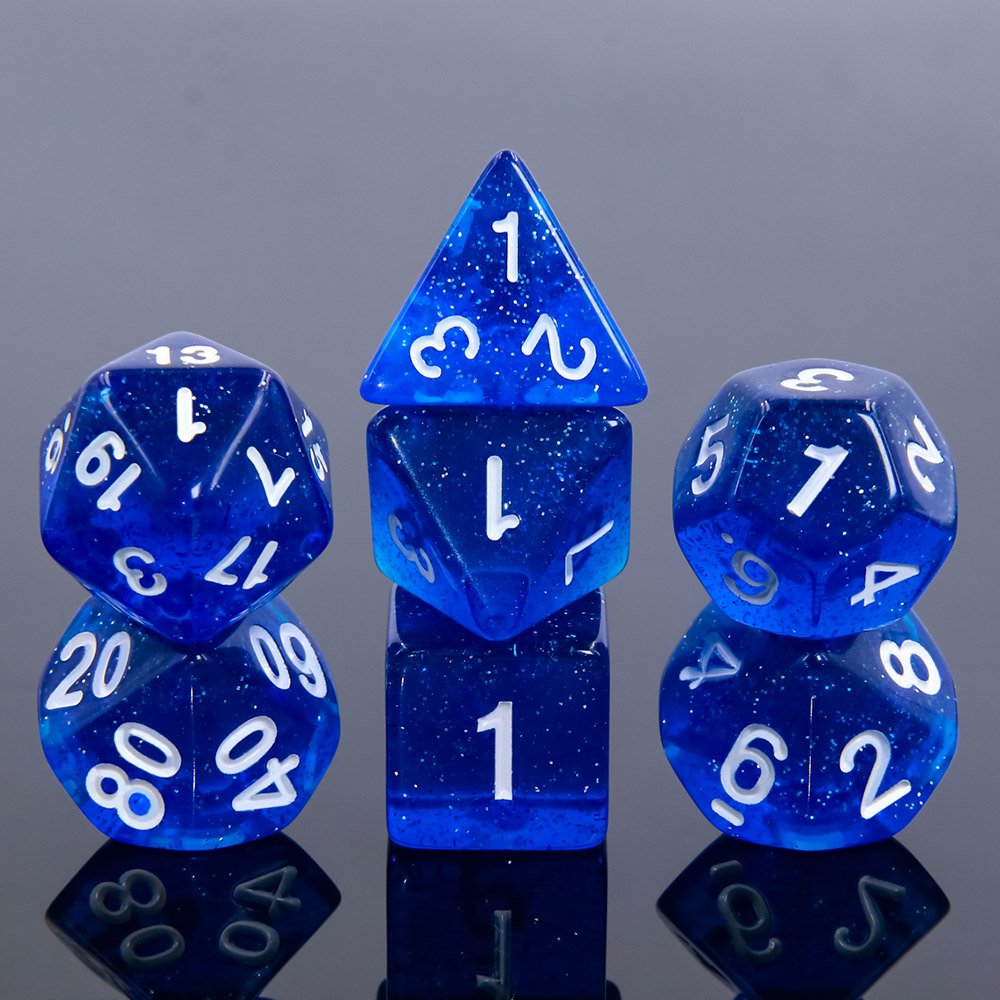 HD Dice Sparkling Polyhedral Game Accessories Dice Navy Blue 7 pcs acrylic dice set For Funny Games