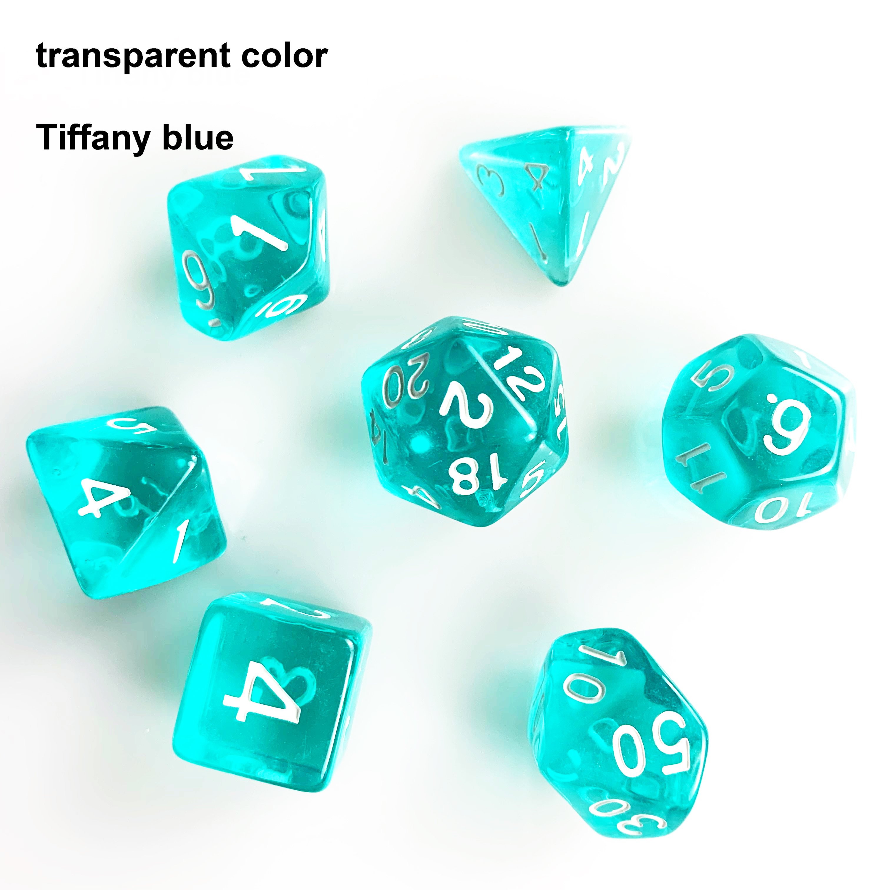 transparent in stock polyhedral TRPG colored DND 7 pcs per set jelly clear custom 20 sided plastic game dice