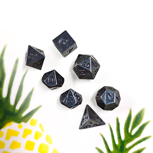 Factory 7 Piece Polyhedral Mini 6mm DND Metal Dice Set for RPG Game