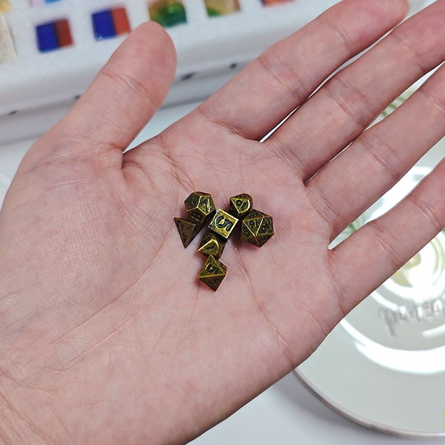 Factory 7 Piece Polyhedral Mini 6mm DND Metal Dice Set for RPG Game