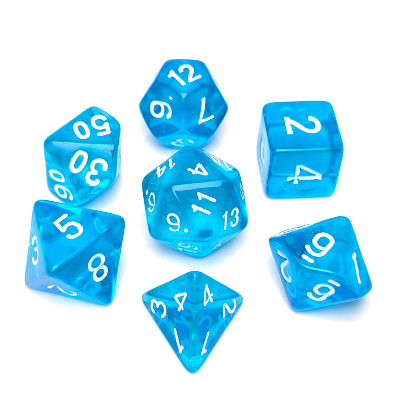 Dungeons and Dragons Plastic Transparent dice Polyhedral dice Acrylic blue dnd dice set for PRTG Game