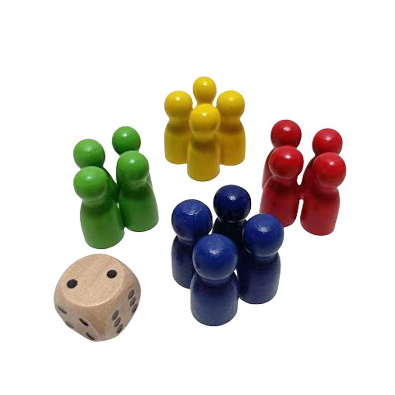 Colorful Wooden Pawns & Dice Set 12*25MM & 16MM for Custom Board & Tabletop Games Educational Accessories