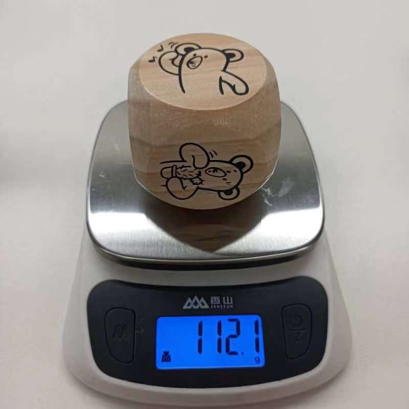 Custom Pine Wooden Dice With Printing Icons For Board Game, Wooden Accessory For Game