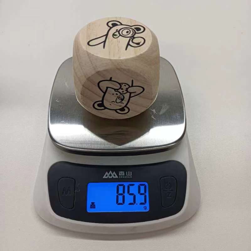 Custom Pine Wooden Dice With Printing Icons For Board Game, Wooden Accessory For Game
