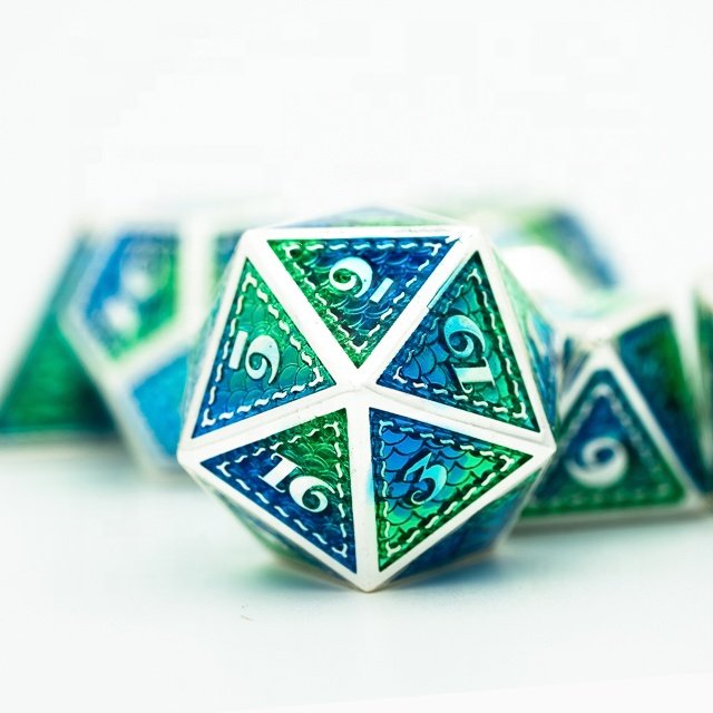 Udixi Polyhedral Metal custom logo rpg dungeons and dragons dice game set Mermaid Scale