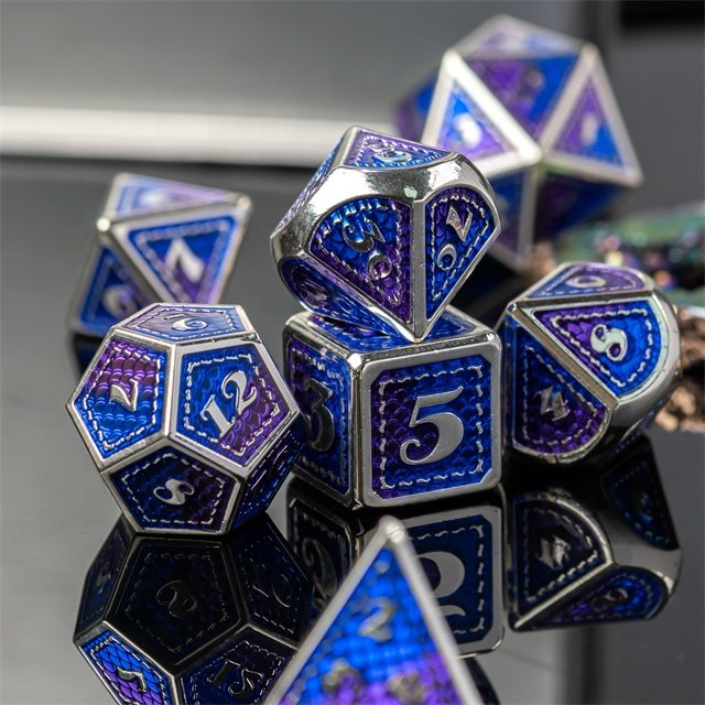 Udixi Polyhedral Metal custom logo rpg dungeons and dragons dice game set Mermaid Scale