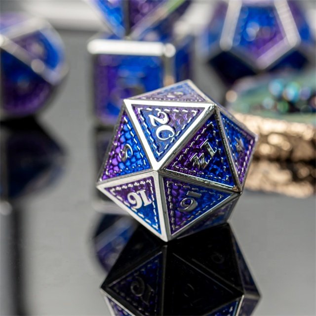 Udixi Polyhedral Metal custom logo rpg dungeons and dragons dice game set Mermaid Scale