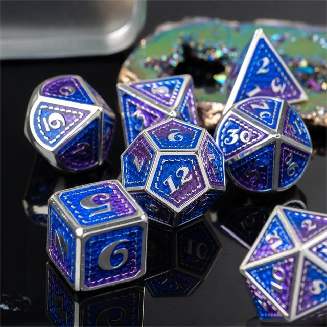Udixi Polyhedral Metal custom logo rpg dungeons and dragons dice game set Mermaid Scale