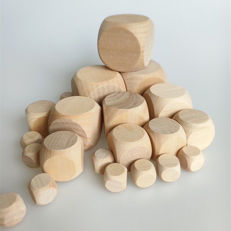 Custom Logo Printed 6 Sided Wooden Dice Set in Various Sizes for Dungeons and Dragons Game